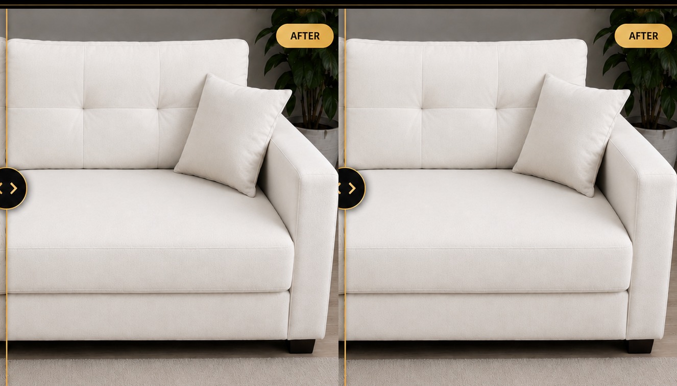 Clean white sofa after professional cleaning